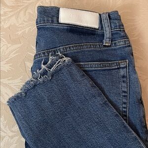 Re/Done Trendy 90s High Rise Ankle Crop Blue Jeans (Women’s size: 28)